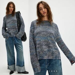 Free People Women's Sweater in Blue and Gray